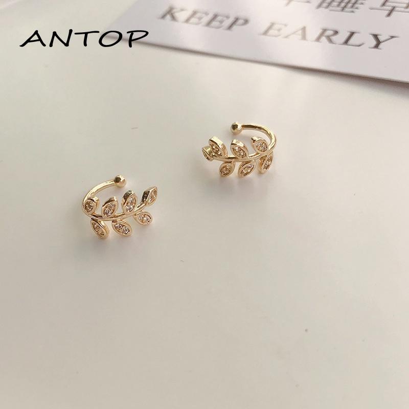 Anting Klip Tanpa Tindik Bentuk Daun Pohon Adjustable