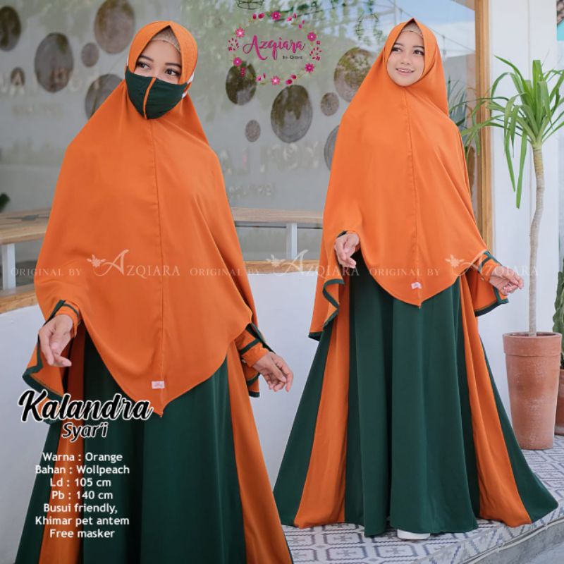 Gamis Kalandra Syar'i Gamis Syar'i Polos Set Khimar Busui Friendly (Gratis Masker)