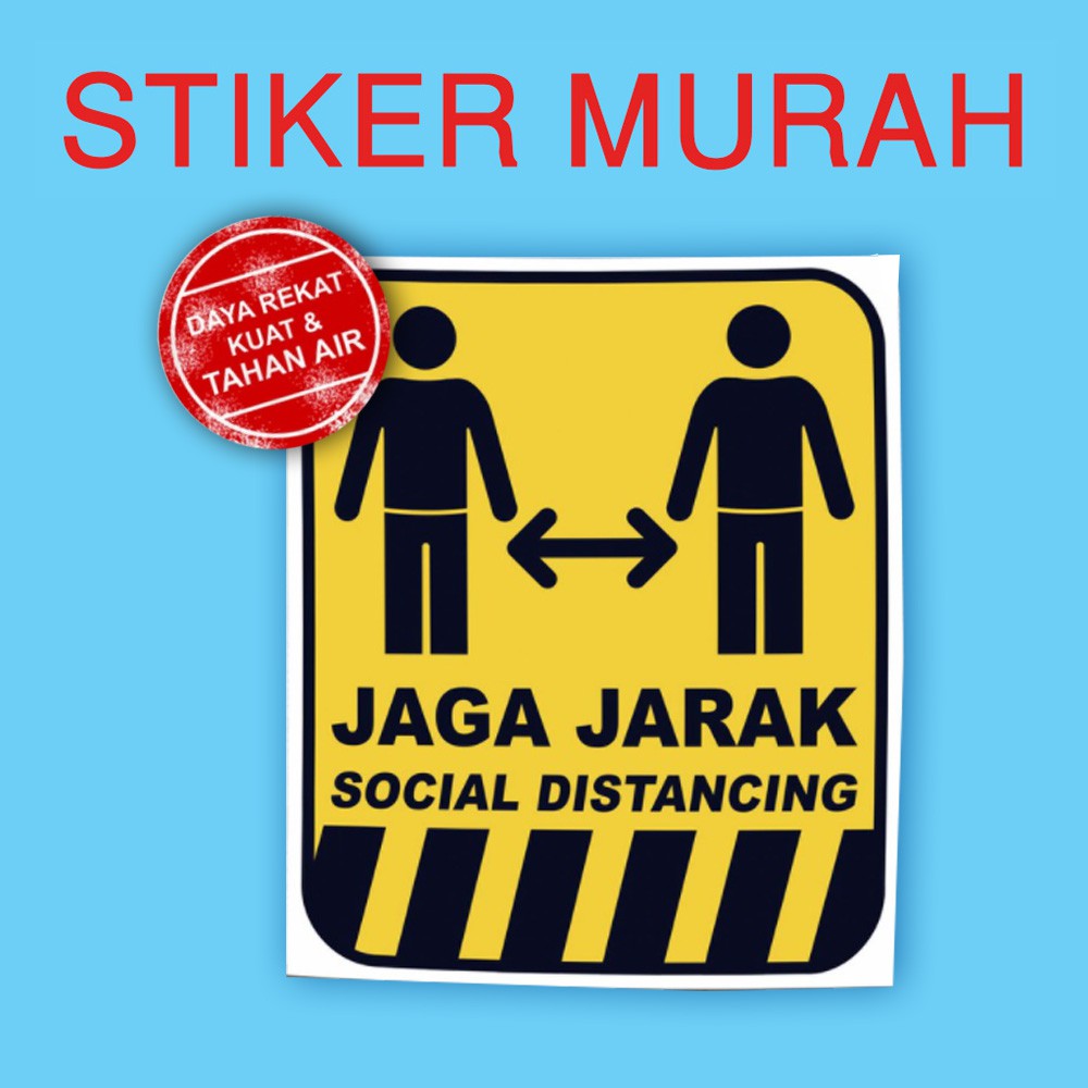 STIKER JAGA JARAK SOCIAL DISTANCING VINYL BAHAN KUAT TAHAN AIR
