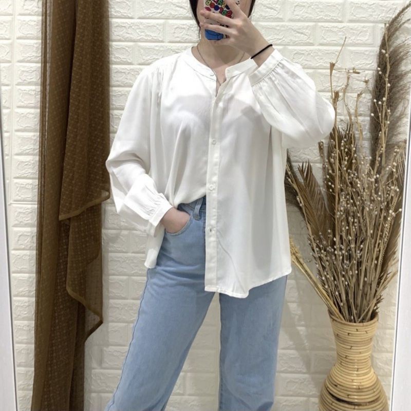 Reva Blouse Crinkle - Kemeja Blouse - Kemeja Polos - Atasan Wanita