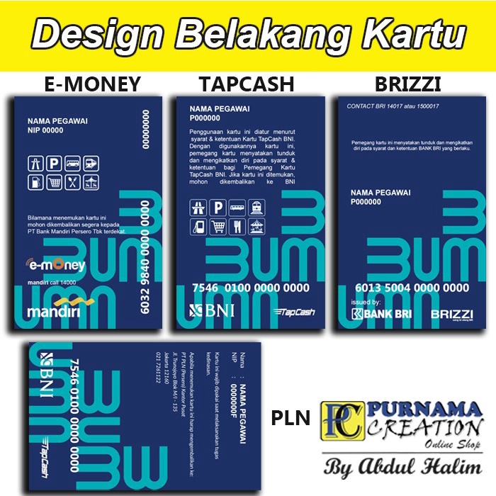 

ORGANIZER-DOCUMENT- ID CARD BUMN EMONEY ETOLL BRIZZI TAPCASH CUSTOM KARTU GLOSSY MENGKILAP - EMONEY