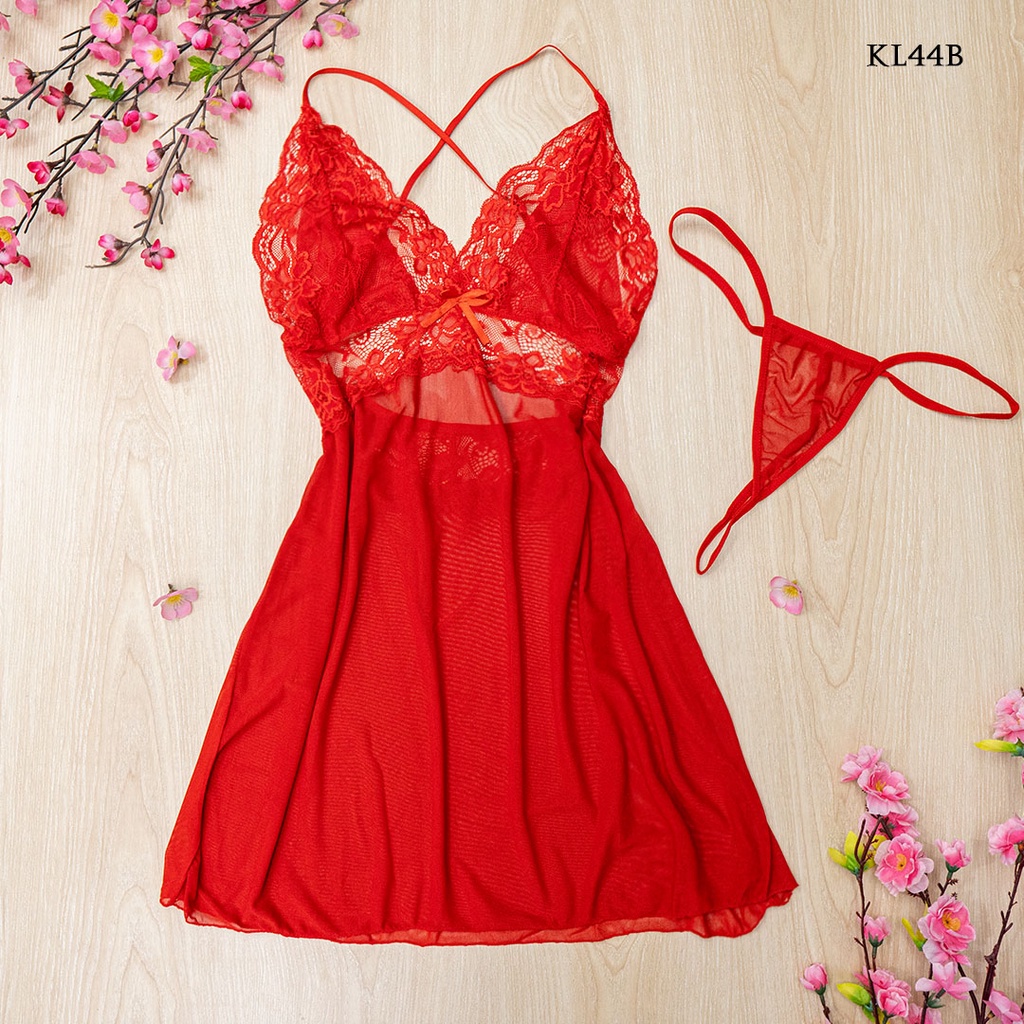 [STOK TERBATAS] BAJU TIDUR WANITA DEWASA LINGERIE KIMONO LACE MERAH KL44B