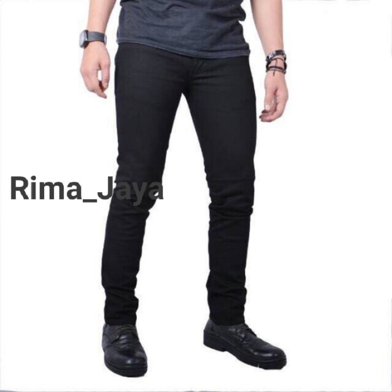 JEANS SLIMFIT PRIA HITAM POLOS / JEANS PRIA HITAM / JEANS HUTAM
