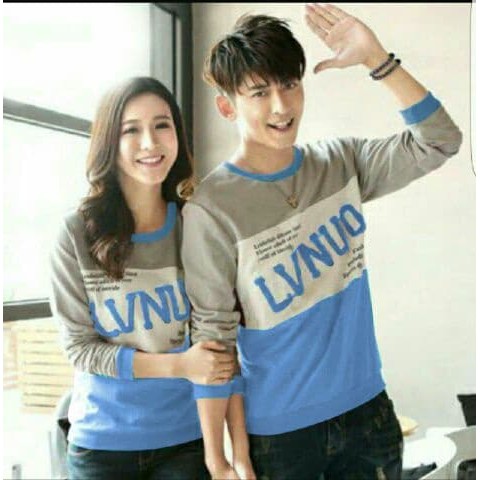 New Couple LVNUO Biru Muda kaos Couple Terbaru Terlaris Murah