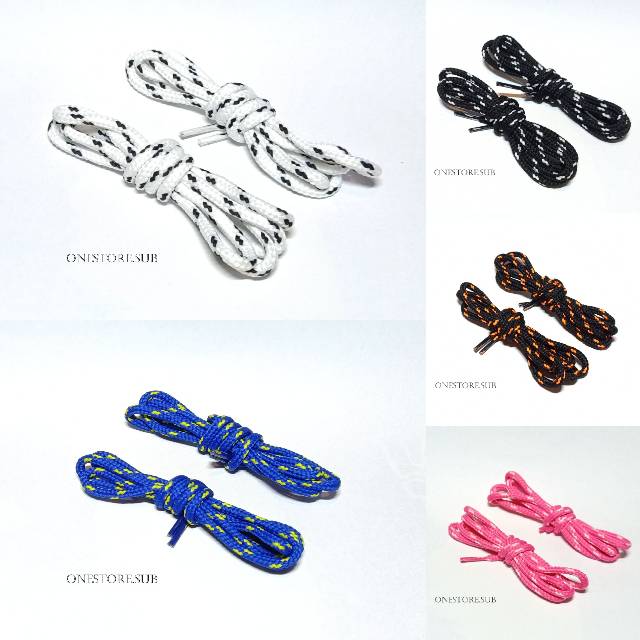 Tali Sepatu Bulat Motif Warna 80cm 110cm