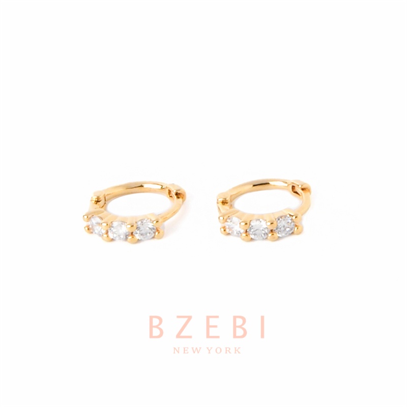 Bzebi Anting Bulat Mini Warna Gold 916 Hias Berlian Imitasi Gaya Korea Untuk Wanita 475e