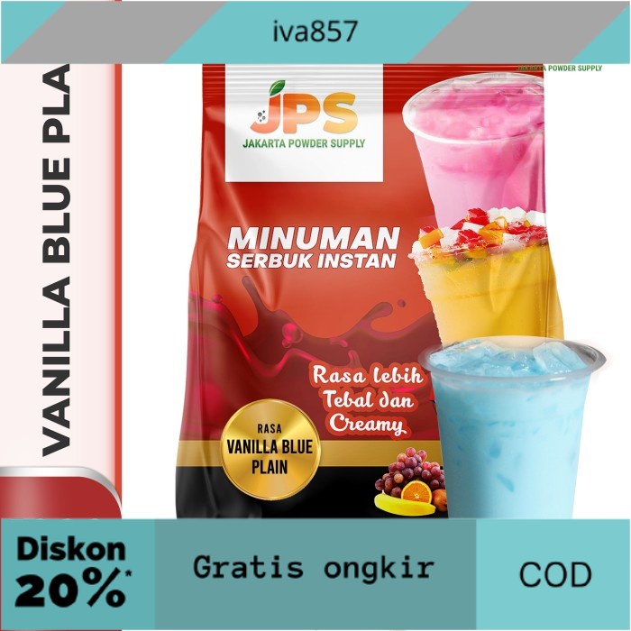 

PROMO Bubuk Minuman Vanilla Blue Plain Powder JPS Tanpa Gula GRATIS ONGKIR