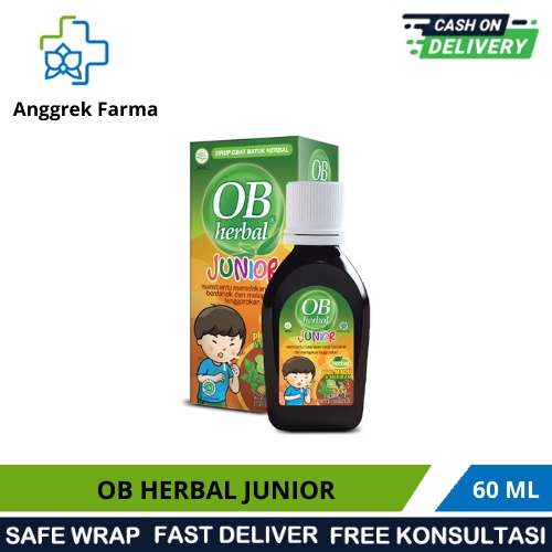 OB HERBAL JUNIOR 60ML/OBAT BATUK ANAK/OBAT BATUK ANAK HERBAL/OBAT BATUK BERDAHAK ANAK