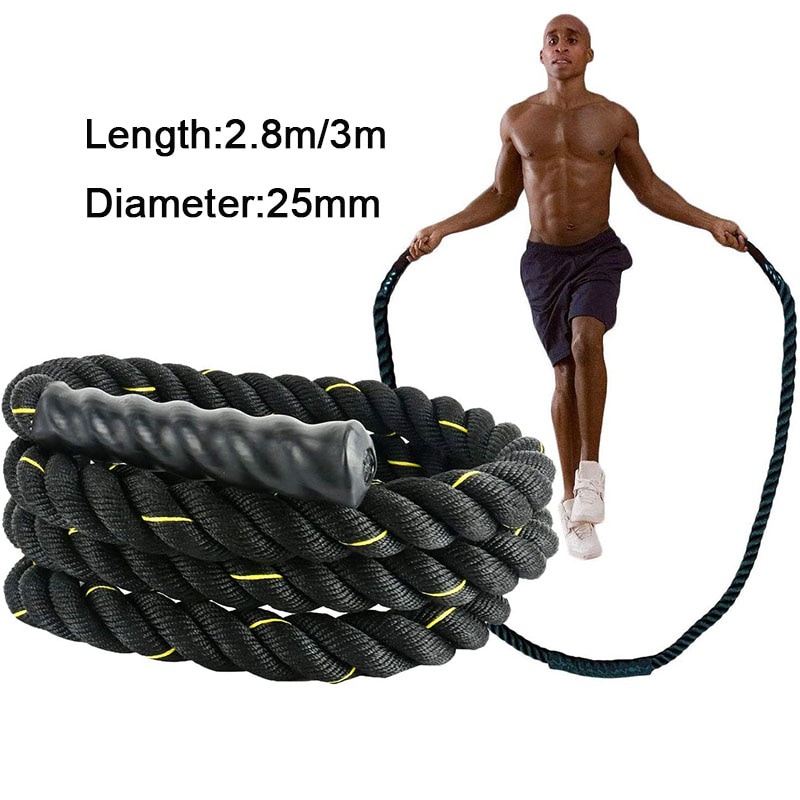 YAFITYES Tali Skipping Kelas Berat 1.3KG Melatih Otot Tangan dan Kaki sekaligus, Lompat Tali skiping Jump Rope Heavy Power Training 3m* 25mm Heavy Jump Rope Crossfit Weighted Battle Skipping Ropes Power Improve Training Fitness Home Gym Equipment