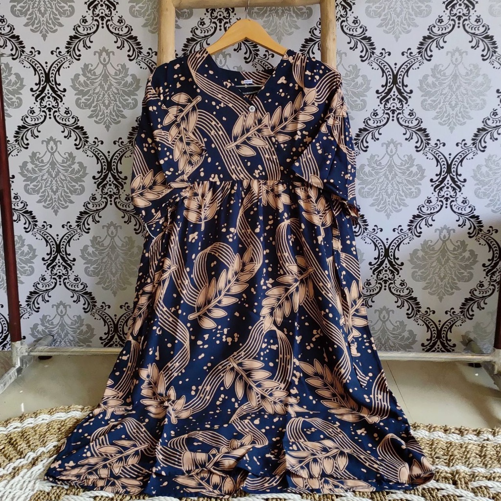 Daster Kimono rayon, Daster Kimono Polos , Daster Kimono Ruffle , Daster Kimono panjang , Homewear , Home Dress , Baju Wanita , Dress Wanita-BLARAK NAVI