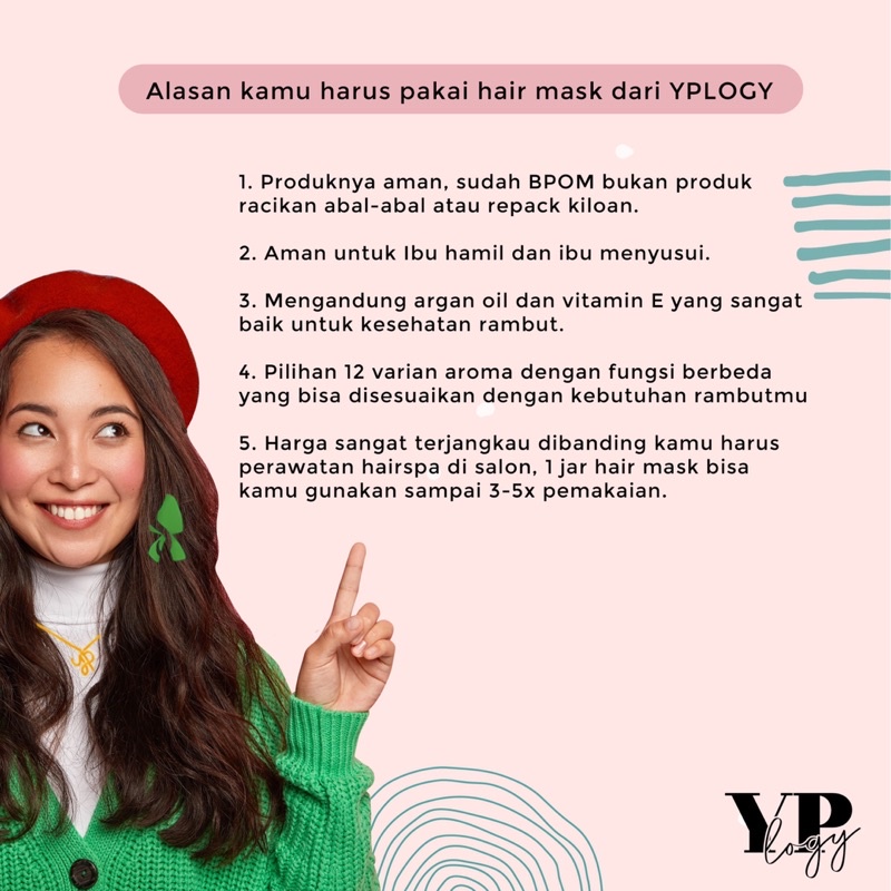 YPLOGY Traditional Hair Mask (Masker Rambut) Creambath 250gr BPOM With Argan Oil &amp; Vit E