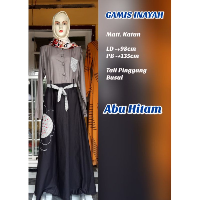 Gamis Inayah||gamis muslim||replika dannis||gamis cantik||gamis murah