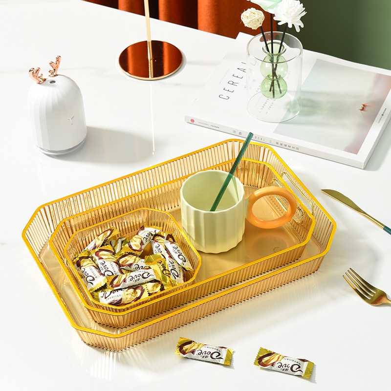 Nampan Plastik Dengan Pegangan Serbaguna Baki Tray Aesthetic Nordic Style Nampan Cantik Dekorasi Hiasan Rumah Nampan