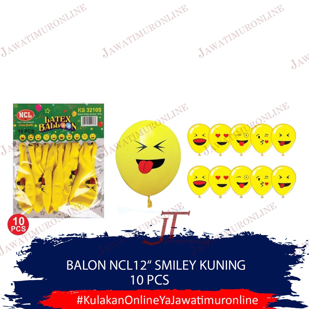 Balon Latex 12 Inch Smiley Kuning Lempengan isi 10