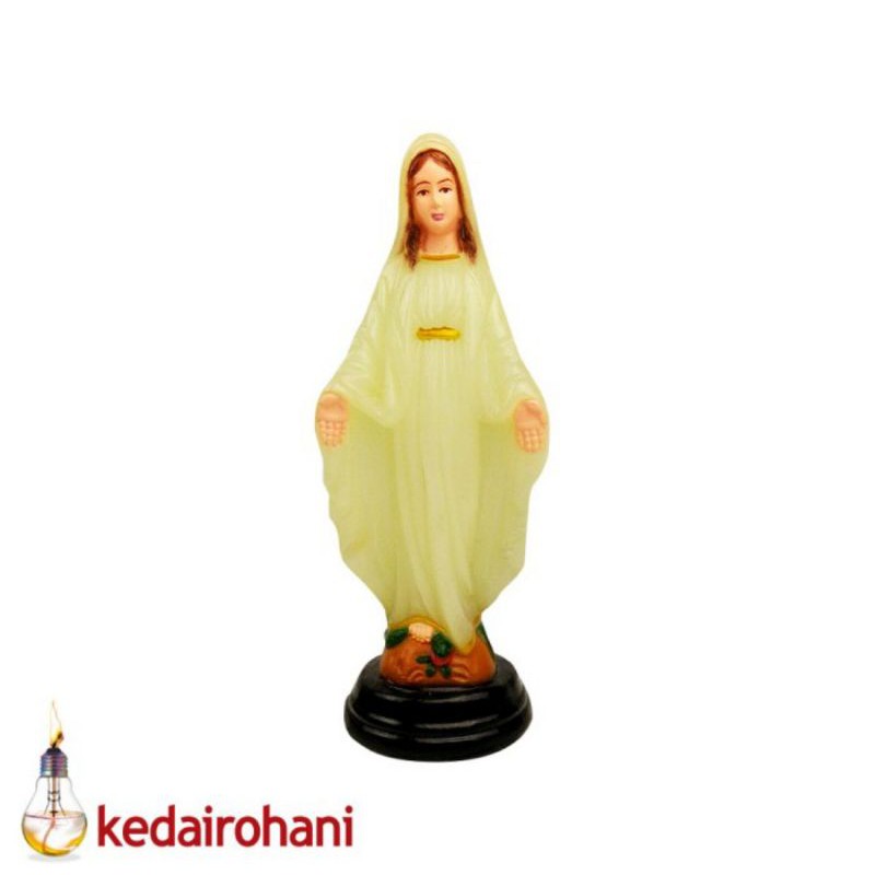 Patung Bunda Maria Tangan Terbuka 15cm Fosfor Glow in The Dark Nyala di Gelap Hiasan Souvenir Rohani