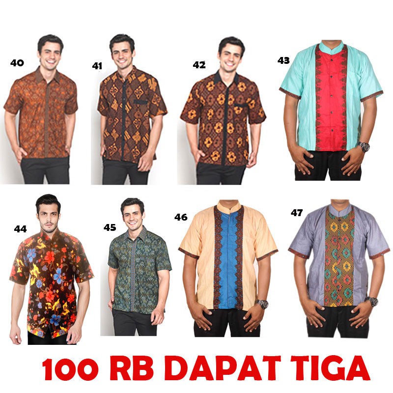 99 ribu Dapat 3 Kemeja Batik Motif Terkini