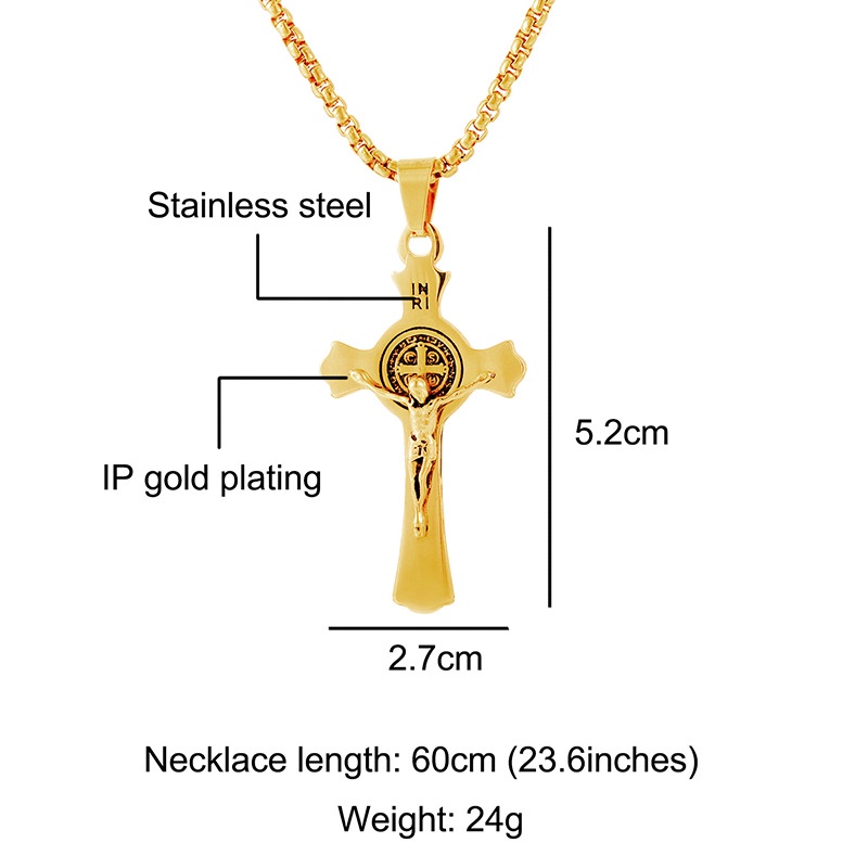 Kalung Liontin Salib Yesus Bahan Stainless Steel Hypoallergenic Untuk Hadiah N-22031