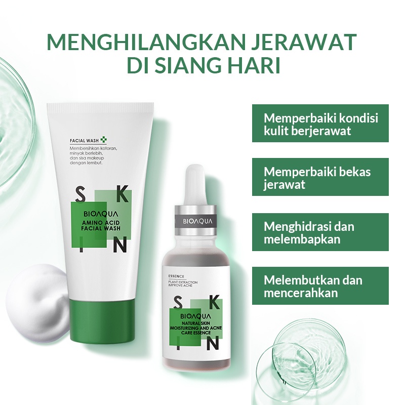 ✨ AKU MURAH ✨ BIOAQUA PAKET Anti-Acne Oil Control Moisturiz ing Skin Care Set (110G+120G+30ml+50G)