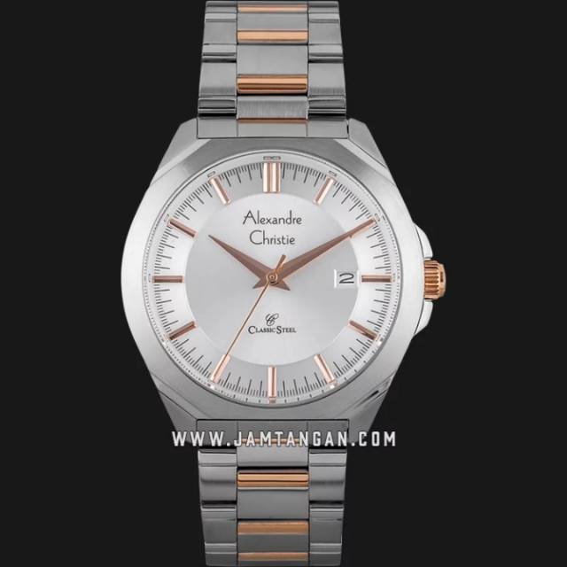 Alexandre Christie AC 8596 MD BTRSL Man White Dial Dual Tone Stainless Steel