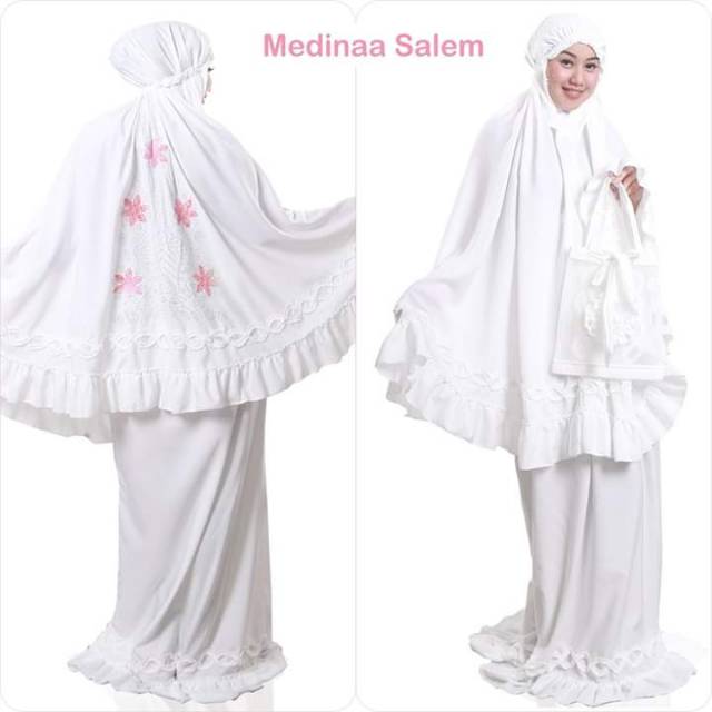 [BISA COD] HASNAHIJABKU - MUKENA PUTIH MADEENA MUKENA CANTIK MUKENA ADEM PUTIH MUKENA REMPLE