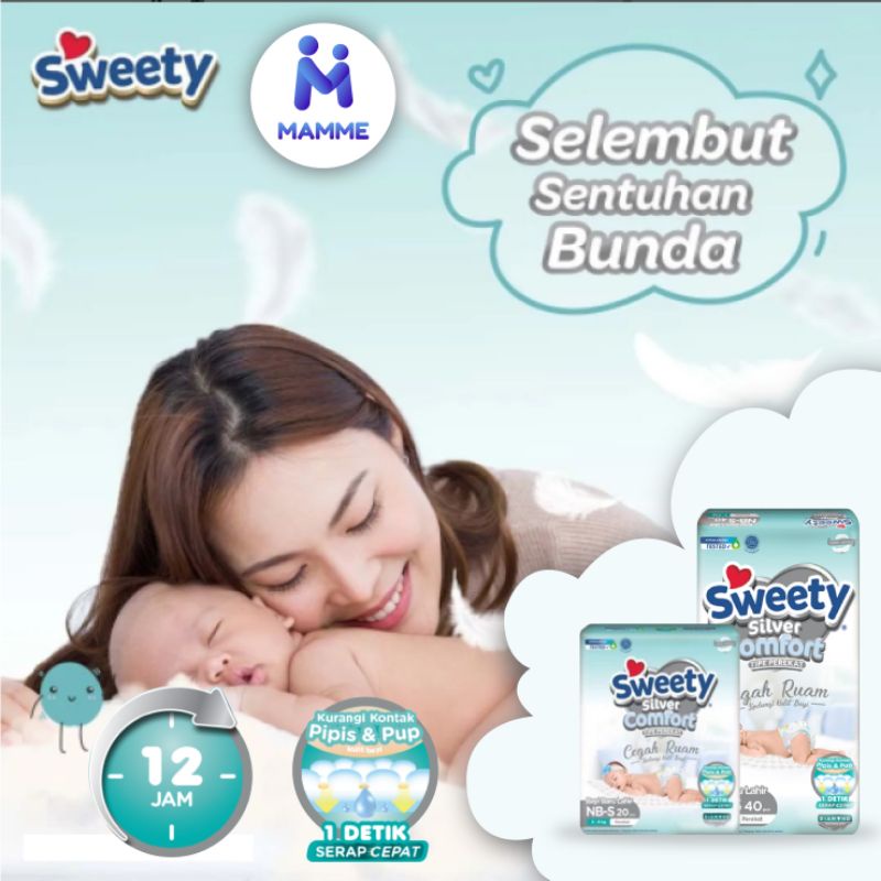 Sweety Silver Comfort Newborn NB-S 20 Pcs - Popok Bayi Baru Lahir Perekat