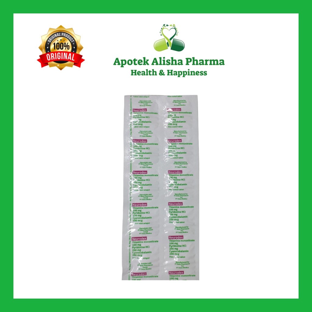 NEURODEX Strip isi 10 Tablet - Neurodex Tablet Vitamin B Untuk Kram dan Kesemutan Nerodex Tablet / Neurodek Tablet / Nerodek Tablet