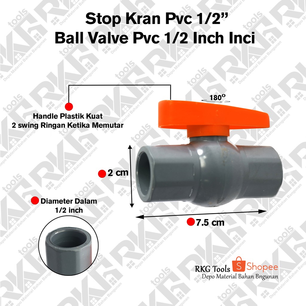 Stop Kran Pvc 1/2&quot; Ball Valve Pvc 1/2 Inch Inci GRT