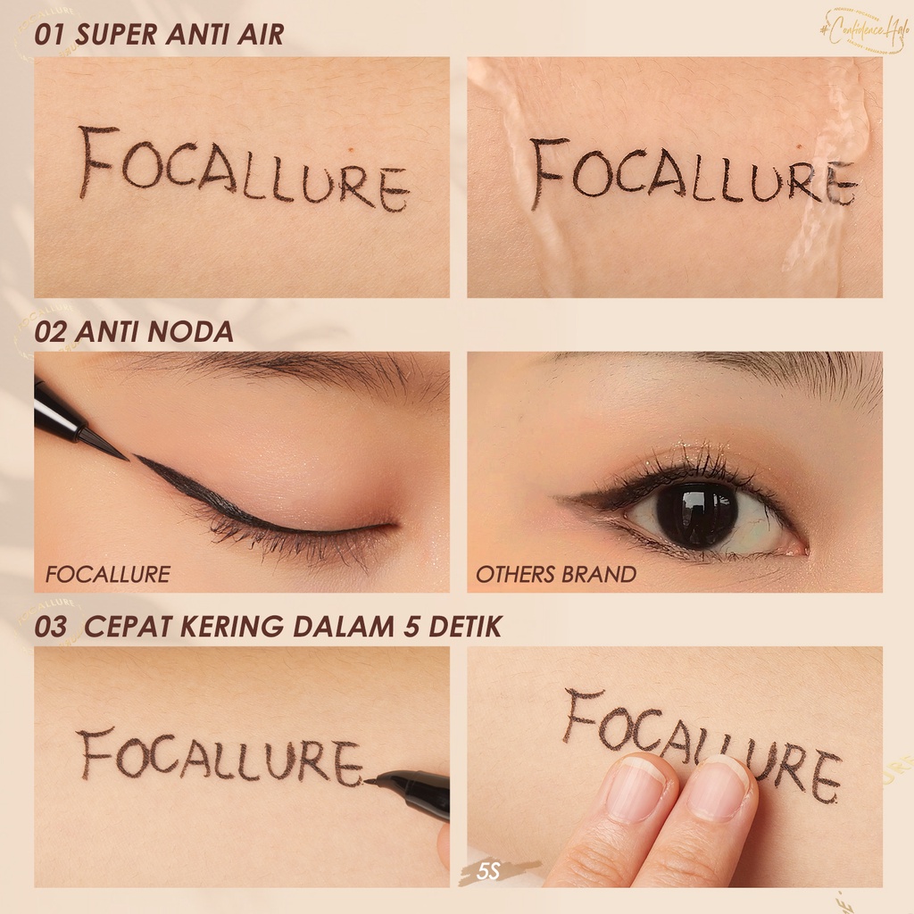 FOCALLURE #ConfidenceHalo tahan air liquid eyeliner FA200