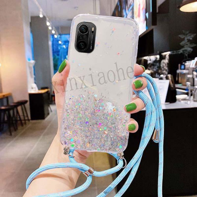 Case Tali Nagita Xiaomi Poco F3 Redmi K40 K40 Pro Lanyard Glitter Gantungan