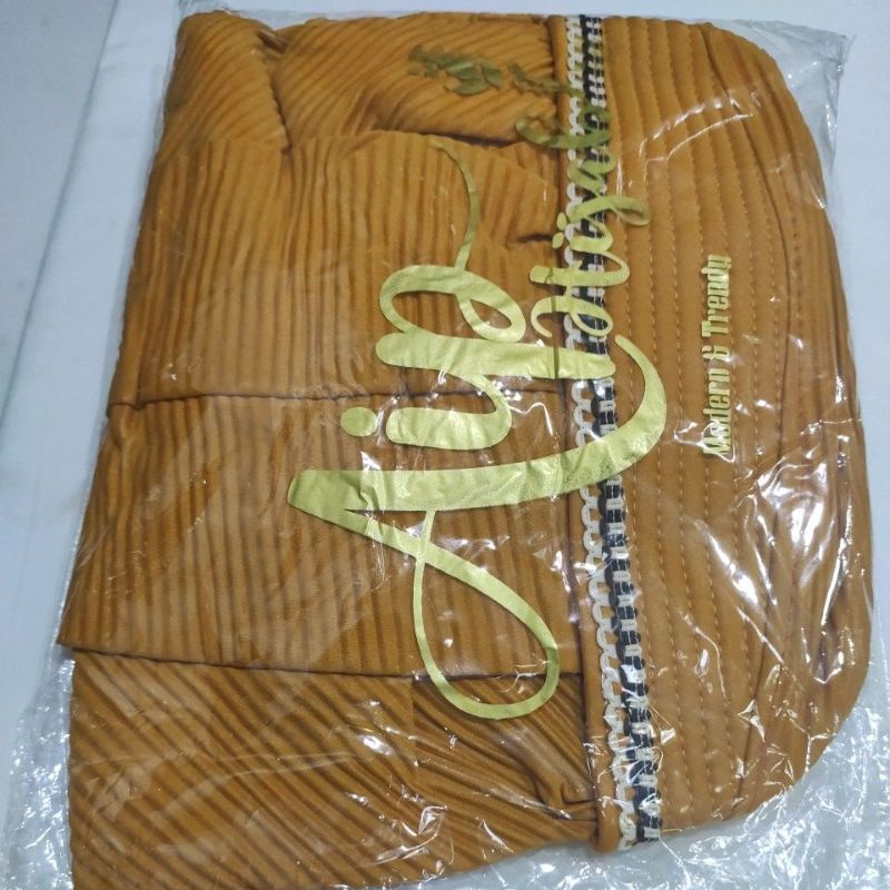 HIJAB INSTAN AH-01 PAD PLISKET REMPEL BY AIP HIJAB-Mustard