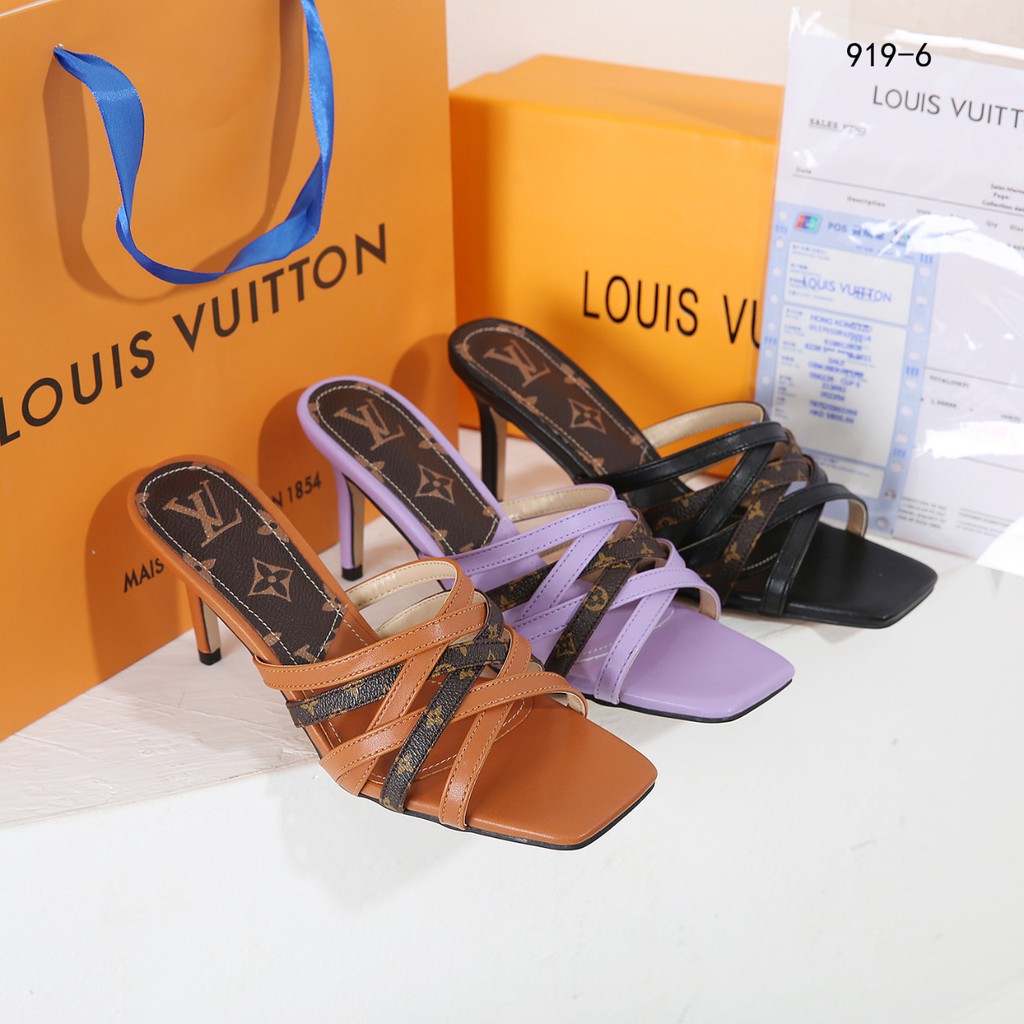 Sepatu Louis Vuitton Revival Mule High Heels Sandals #919-6