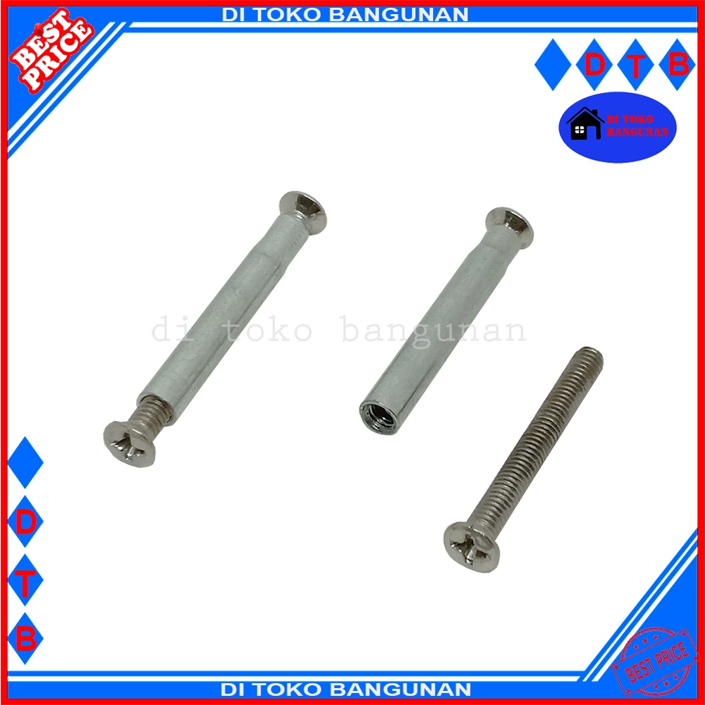 Skrup Tanam Baut Tanam  Kunci Pintu 1 Set 2 Pcs Baut Tembus