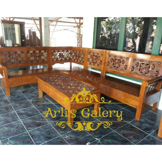 Kursi tamu sudut minimalis kayu jati furniture