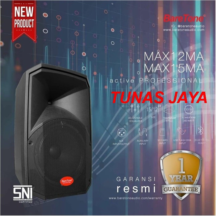 Speaker Aktif BARETONE MAX15MA MAX 15 MA 15 Inch Bluetooth Original