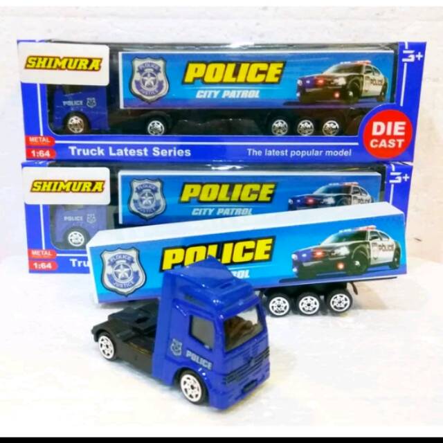 Mainan Mobil Shimura Container Box Police biru