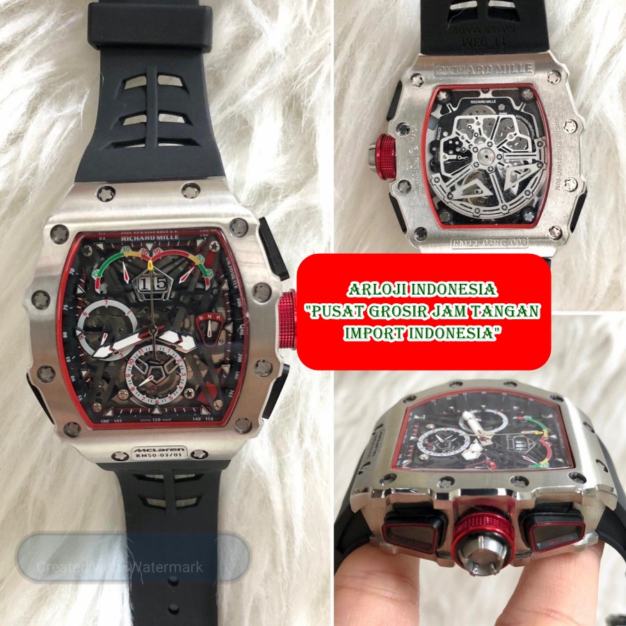 Flash Sale Jam Tangan Pria R1CH4RD M1LL3 RM50-03 Black McLaren Garansi 1th