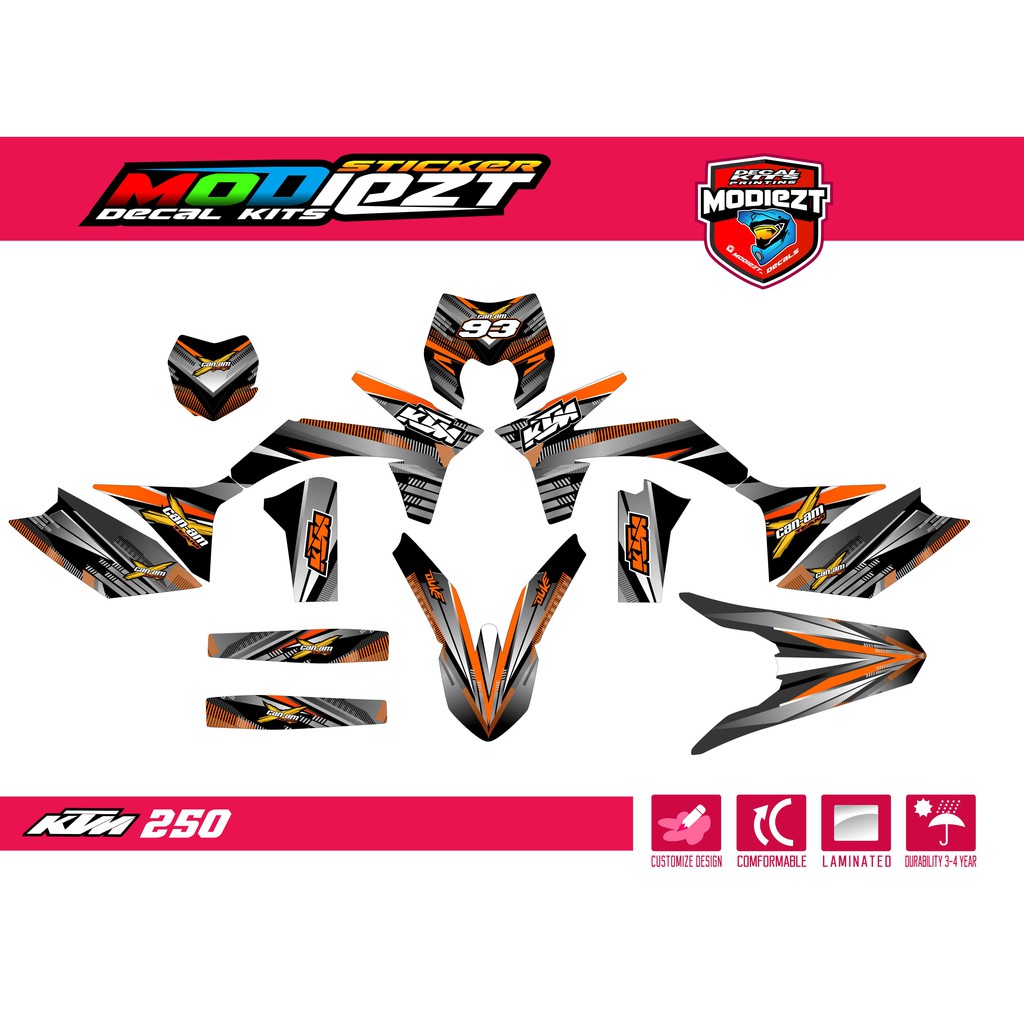 Stiker Decal Striping Cutting Ktm 250 Sixdays Free Stiker Shopee