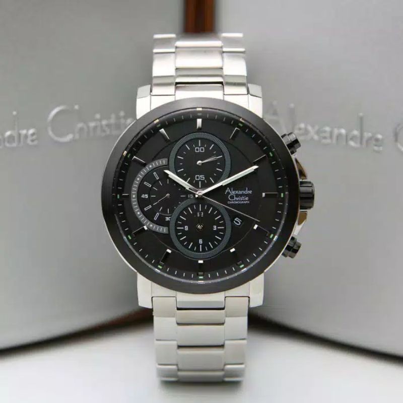 JAM TANGAN PRIA ALEXANDRE CHRISTIE AC 6563 SILVER BLACK