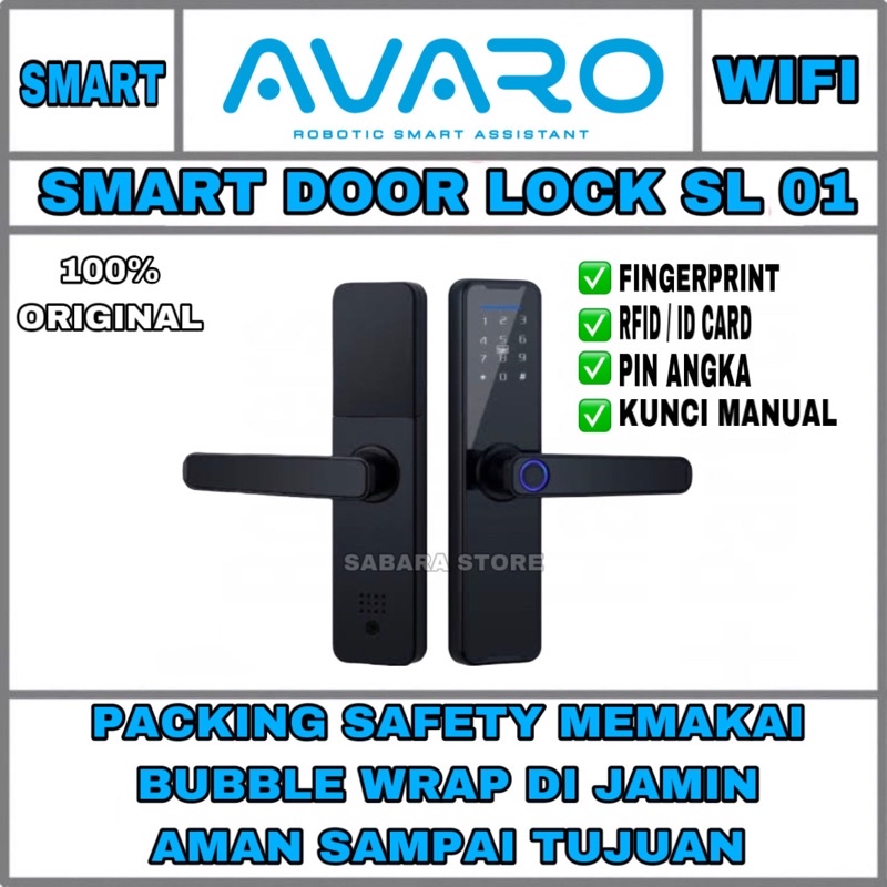 AVARO Smart Door Lock Handle RFID - Fingerprint Waterproof - SL01 sidik jari kata sandi pin RF ID CARD murah