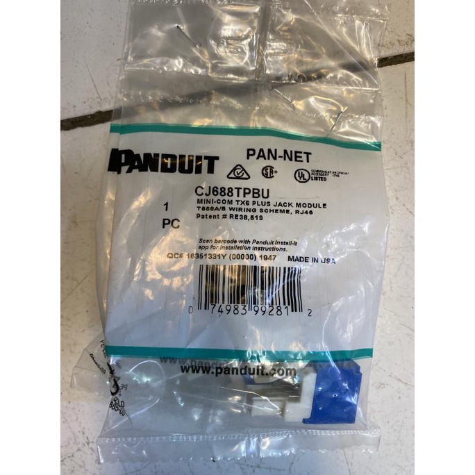 Produk Unggulan Modular Panduit Tx6 Cj688Tpbu / Modul Panduit Cat6 Tx6 Bergaransi