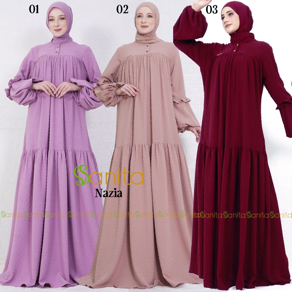 NAZIA DRESS By SANITA ORI Hijab Gamis Syari Kekinian BestSeller Terlaris Termurah Original Best Sell