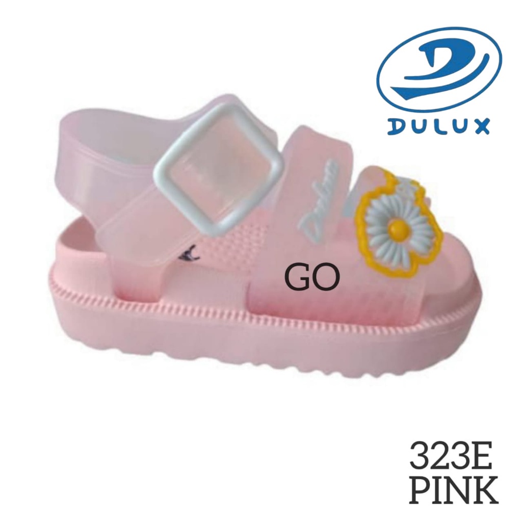 BB DULUX 323ED GN Sandal Ban 2 Flower Anak Perempuan Tali Belakang Anak Sandal Bayi Lucu