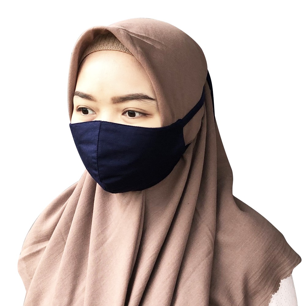 Masker Tali Panjang Hijab Kain Polos