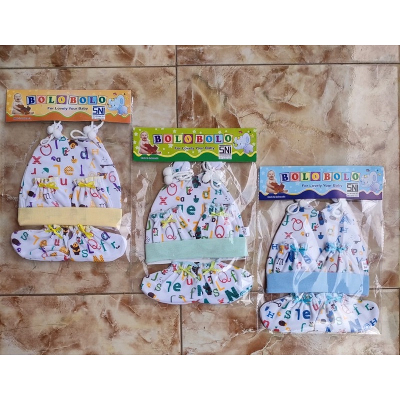 PROMO 7.7 3 Pcs Set Kupluk Bayi Sarataki Bayi Sarung Tangan Bayi Sarung Kaki Bayi DNW BABY