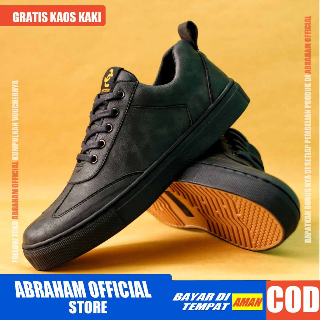 ABRHM x JIM Sepatu Kasual Pria Sepatu Casual Pria Kulit Pu Sepatu Pria Casual Cowok/Cowo Sepatu Kerja Kantor Semi Formal Kuliah Kondangan Gaya keren Kekinian Murah Terlaris