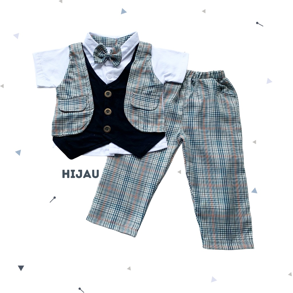 tuxedo anak bayi setelan jas kondangan balita 1 2 3 tahun bobby tuxedo set rompi baby vest pesta anak