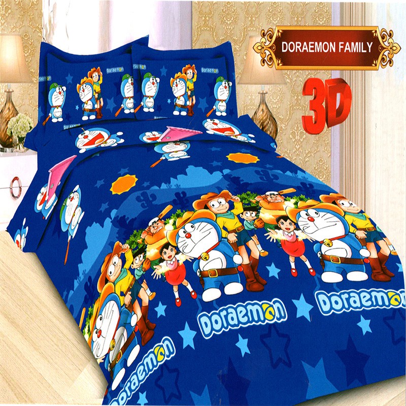 Paket Sprei B2 Bonita New Doraemon Family 180x200 & Selimut 160x200