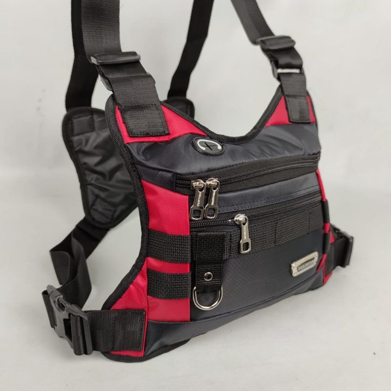 Tas Dada Polo Amstar Waterproof Bahan Micro TR Chestbag Chest Rig Bag Tas Rompi Tas Sepeda Tas. Pelindung Dada liis merah