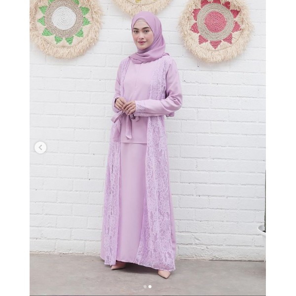 Gamis dress baju muslim syari berhijab warna lilac