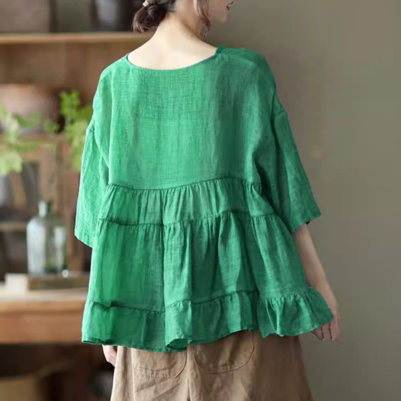 MDLV ~ 5075# Gessica Ruffled Babydoll Top Atasan Blouse Babydoll Import